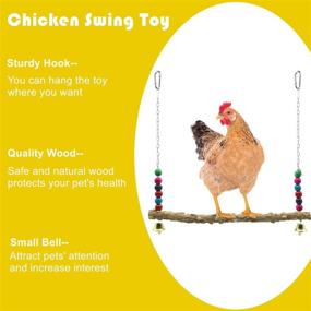 img 1 attached to 🐔 ELIVER 3PCS Chicken Swing Toys: Handmade Natural Wooden Stand for Hens with Xylophone Toy - Coop Accessories Swing Toys, Vegetable Fruits Hanging Feeder Holder