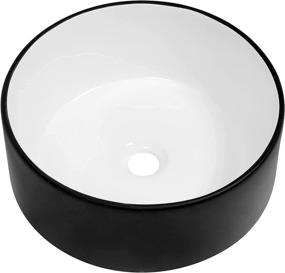 img 4 attached to 🚽 Sarlai 15.7"x15.7" Round Vessel Sink - Modern Above Counter Black and White Ceramic Art Basin for Stylish Bathrooms