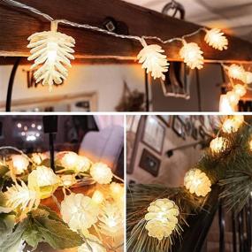 img 2 attached to 🌲 Festive Pinecone String Lights: 50 Warm White LEDs for Christmas Indoor Decorations - Battery Operated