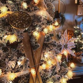 img 3 attached to 🌲 Festive Pinecone String Lights: 50 Warm White LEDs for Christmas Indoor Decorations - Battery Operated