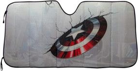 img 2 attached to 🛡️ Plasticolor Captain America Marvel Accordion Bubble Sunshade with Broken Shield Design (003756R01)