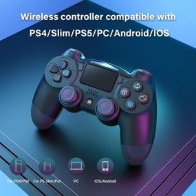 img 3 attached to 🎮 Enhanced Gaming Experience: GEEKLIN Wireless Controller for PS4/PC/Slim Console with Touch Panel, Dual Vibration, Headset Jack & USB Cable-Black