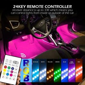 img 1 attached to 🚗 Shinight Interior Car Lights: Upgraded 4 Wired Buttons LED Strip Lights with RF Remote, Sync to Music - 4pcs 48LEDs RGB Lighting Kit, DC 12V