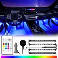 🚗 shinight interior car lights: upgraded 4 wired buttons led strip lights with rf remote, sync to music - 4pcs 48leds rgb lighting kit, dc 12v logo