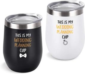 img 4 attached to 🍷 This Is My Wedding Planning Glass Wine Tumbler Set: The Perfect Wedding Engagement Gift for Newlywed Couples, Bride, Groom, Anniversary, Bridal Shower - 12 Oz Stainless Steel Wine Tumbler in Elegant Black and White