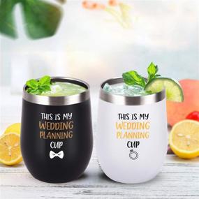 img 2 attached to 🍷 This Is My Wedding Planning Glass Wine Tumbler Set: The Perfect Wedding Engagement Gift for Newlywed Couples, Bride, Groom, Anniversary, Bridal Shower - 12 Oz Stainless Steel Wine Tumbler in Elegant Black and White