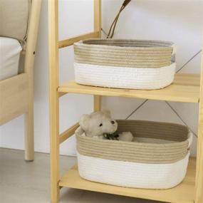 img 2 attached to 🧺 Set of 2 LA JOLIE MUSE Large Storage Baskets - Natural Cotton and Jute Rope Baby Nursery Kids Toys Organizers, Decorative Baskets for Easy Organization