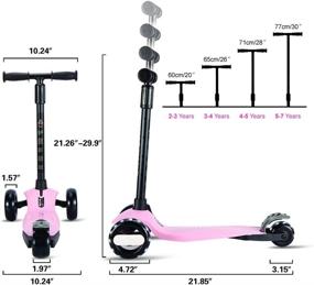 img 3 attached to PRINIC Kick Scooter for Kids - 3 Wheel Scooters for Toddlers Girls Boys with Adjustable Height, Flashing Light Up Wheels, Lean-to-Steer, Sturdy Deck, Extra Wide, Quick-Release - Ages 2 to 5 Years