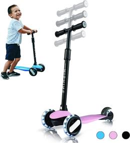 img 4 attached to PRINIC Kick Scooter for Kids - 3 Wheel Scooters for Toddlers Girls Boys with Adjustable Height, Flashing Light Up Wheels, Lean-to-Steer, Sturdy Deck, Extra Wide, Quick-Release - Ages 2 to 5 Years