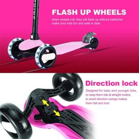 img 2 attached to PRINIC Kick Scooter for Kids - 3 Wheel Scooters for Toddlers Girls Boys with Adjustable Height, Flashing Light Up Wheels, Lean-to-Steer, Sturdy Deck, Extra Wide, Quick-Release - Ages 2 to 5 Years