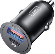 🔌 iniu 5a 60w total qc 3.0 pd fast charge car charger adapter: всеметаллический мини-зарядное устройство с двумя портами usb c+usb a для iphone 13, samsung s21, macbook airpods и других устройств логотип