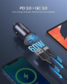 img 3 attached to 🔌 INIU 5A 60W Total QC 3.0 PD Fast Charge Car Charger Adapter: All-Metal Mini Dual Port USB C+USB A Charger for iPhone 13, Samsung S21, MacBook Airpods, and More