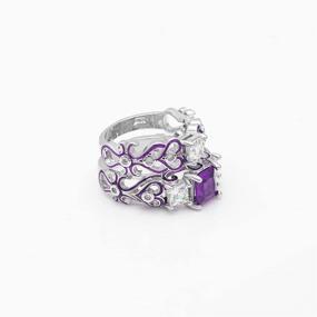 img 3 attached to Cherri Purple Princess Cut Engagement Wedding Band Bridal Set by Ginger Lyne Collection - Enhanced SEO