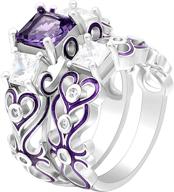 cherri purple princess cut engagement wedding band bridal set by ginger lyne collection - enhanced seo logo