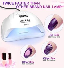 img 1 attached to 💅NAILGIRLS 54W УФ светодиодная лампа для ногтей: Быстрая сушка ногтей с таймером и датчиком, двойная УФ-лампа для полимеризации в салоне