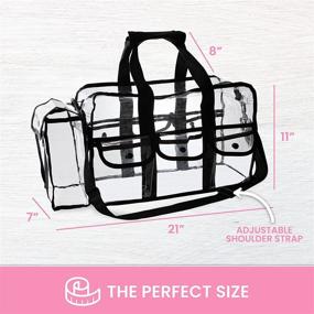 img 3 attached to 💄 PVC Toiletry Bag with Premium Clear Makeup Organizer | Transparent Cosmetic Bag for Women | Sturdy Zipper | 4 External Pockets | Adjustable Strap | 17" x 9" x 10