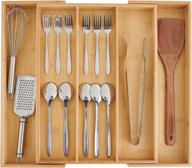 🎋 bamboo expandable drawer organizer for utensils - adjustable cutlery tray divider - wood organizer for silverware, flatware, knives in kitchen, bedroom, living room by omissa логотип