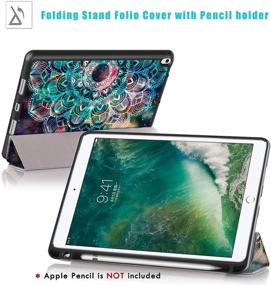 img 1 attached to 🌌 Hocase iPad Air 3rd Gen/iPad Pro 10.5 Case - Trifold Smart Case with Pencil Holder, Unique Mandala Pattern Design, Auto Sleep/Wake, Soft Back Cover – Galaxy Inspired