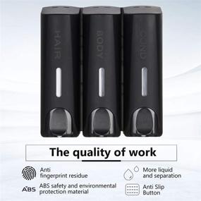 img 2 attached to 🚿 AUMIO Trio Shower Gel Shampoo Conditioner Dispenser with 3x350ml Refillable Bottles - ABS Wall Mount Black