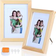 enhance your memories with elegant 5x7 wood picture frames - tabletop display & wall mount options - high definition plexiglass - natural wood finish - 2 pack логотип