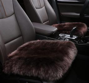 img 3 attached to Sisha-A Wholehide Sheepskin Seat Cover Soft Natural Long Wool Car Seat Cushion 18Inches X 18Inches Chair Seat Pad (Mocha)