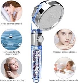 img 3 attached to 🚿 SINGSUO Zen Shower Head: 3-Setting High Pressure & Beaded Envy for Dry Hair & Skin SPA - Blue