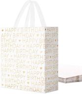 🎁 packqueen 6 happy birthday gift bags with handles - small gift bags bulk, perfect for women, girls, kids, adults, men, boys, son and more - 7x4x9 inches, featuring gold lettering logo