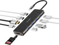 🔌 10-в-1 usb c хаб, aceele мультипорт адаптер с 6 usb 3.0 портами, 4k hdmi, считыватель sd/tf карточек, тип-с 100w pd - совместим с macbook pro, macbook air, chromebook и другими. логотип