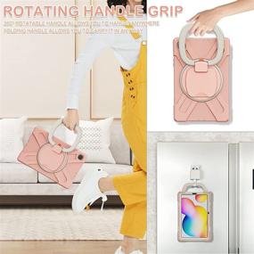 img 1 attached to 🌸 BATYUE Rose Gold Case for Samsung Galaxy Tab S6 Lite 10.4 Inch 2020 Released (SM-P610 / SM-P615) - Protective Rugged Cover with Pencil Holder, 360° Swivel Stand, Shockproof Drop Protection for Kids