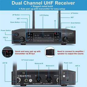 img 3 attached to 🎤 Беспроводная микрофонная система Phenyx Pro PTU-71A - набор двойного канала с двумя ручными микрофонами, 2x100 каналами, автоматическим сканированием, функцией блокировки, покрытием до 328 футов - идеально для диджеев, церковных мероприятий.