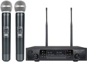 img 4 attached to 🎤 Беспроводная микрофонная система Phenyx Pro PTU-71A - набор двойного канала с двумя ручными микрофонами, 2x100 каналами, автоматическим сканированием, функцией блокировки, покрытием до 328 футов - идеально для диджеев, церковных мероприятий.