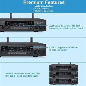 img 2 attached to 🎤 Беспроводная микрофонная система Phenyx Pro PTU-71A - набор двойного канала с двумя ручными микрофонами, 2x100 каналами, автоматическим сканированием, функцией блокировки, покрытием до 328 футов - идеально для диджеев, церковных мероприятий.