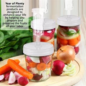 img 1 attached to 🥗 Year of Plenty BPA-Free Fermentation Lids - White (4-Pack) for Wide Mouth Mason Jars: Make Sauerkraut with Instructions and Recipe Included!