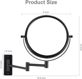 img 1 attached to 🪞 Black Wall Mounted Makeup Mirror - 10x Magnification, Extendable Two-Sided Swivel Design, 8" Diameter Frame