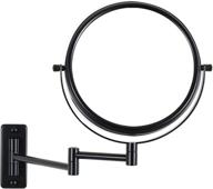 🪞 black wall mounted makeup mirror - 10x magnification, extendable two-sided swivel design, 8" diameter frame logo