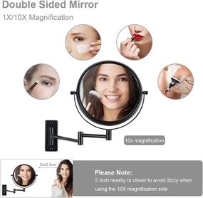 img 3 attached to 🪞 Black Wall Mounted Makeup Mirror - 10x Magnification, Extendable Two-Sided Swivel Design, 8" Diameter Frame