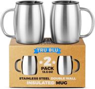 ☕ set of 2 stainless steel coffee mugs with lids - premium double wall insulated travel mugs - shatterproof, bpa free, spill resistant lids, dishwasher safe logo