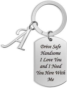 img 4 attached to Personalized Drive Safe Keychain: Keep Your Loved One Close - Perfect Valentines Gift for Husband or Boyfriend