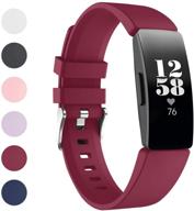 kartice compatible with fitbit inspire bands - adjustable soft silicone sports replacement in sangria (large) logo