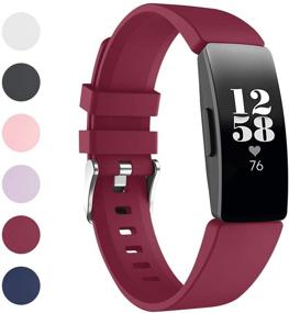 img 4 attached to Картриджи, совместимые с браслетами Fitbit Inspire - регулируемые мягкие силиконовые спортивные замены в цвете «Сангрия» (крупные)