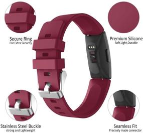 img 3 attached to Картриджи, совместимые с браслетами Fitbit Inspire - регулируемые мягкие силиконовые спортивные замены в цвете «Сангрия» (крупные)