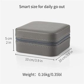 img 3 attached to 💍 Vlando Small Travel Jewelry Box Organizer - Stylish Grey Display Case for Girls and Women - Rings, Earrings, Necklaces Storage with Mirror - Perfect Gift Idea