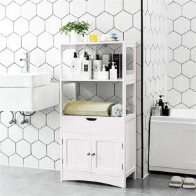img 1 attached to 💡 VASAGLE White Bathroom Storage Cabinet with Drawer, Shelves, and Door Cupboard – Perfect for Entryway or Kitchen