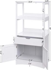 img 3 attached to 💡 ВАСАГЛЕ Белый ваннный шкаф для хранения с выдвижными ящиками, полками и дверцей - отлично подходит для прихожей или кухни.