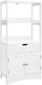 img 4 attached to 💡 ВАСАГЛЕ Белый ваннный шкаф для хранения с выдвижными ящиками, полками и дверцей - отлично подходит для прихожей или кухни.
