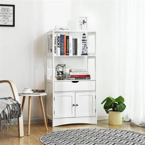 img 2 attached to 💡 VASAGLE White Bathroom Storage Cabinet with Drawer, Shelves, and Door Cupboard – Perfect for Entryway or Kitchen