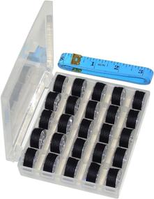 img 4 attached to 🧵 Ceeyali Bobbin Box Sewing Thread Organizer + 25 Clear Bobbins & Black Cotton Thread for Brother, Singer, Babylock, Kenmore, Janome, & More