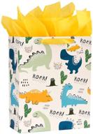 🦕 13-inch large gift bag with tissue paper for children - dinosaur theme logo