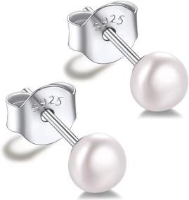 img 4 attached to Silvora Freshwater Pearl Stud Earrings: Elegant Sterling Silver Jewelry for Women and Teen Girls