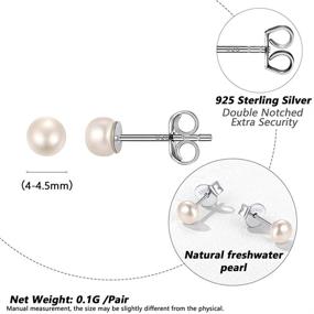 img 2 attached to Silvora Freshwater Pearl Stud Earrings: Elegant Sterling Silver Jewelry for Women and Teen Girls